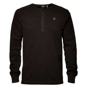 G-Star Raw Men’s 4 Button Front Henley Motac Grandad Dark Black Size Small NWT